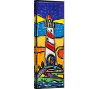 Impression d'art sur toile, paysage coloré - Wallas, Le phare, témoin du temps - 100x35 cm