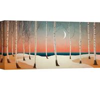 Impression d'art sur toile, paysage de style nordique - Sayaka Miko - Clair de lune sur la forêt de bouleaux - 120x60 cm