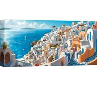 Impression d'art sur toile, paysage marin - Sanchez - Santorini - 140x70 cm