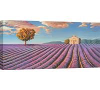 Impression d'art sur toile - Paysages - Adriano Galasso, Champs de lavande - 100x50 cm