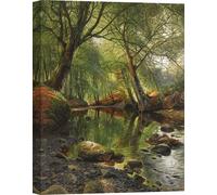 Impression d'art sur toile - Peder Mork Monsted, A woodland stream - 120x90 cm