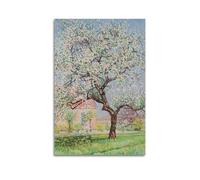 Impression d'art sur toile - Peinture à l'huile d'arbre en fleurs - Paysage de verger - Œuvre d'art - Décoration de ferme - Arbres - Peinture à l'huile antique - Art mural pour décoration de chambre
