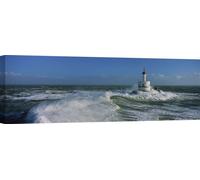 Impression d'art sur toile, Phare dans la tempête - Jean Guichard - La Teignouse, Bretagne - 100x35 cm