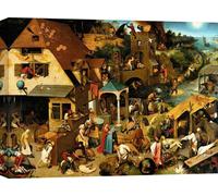 Impression d'art sur toile - Pieter Bruegel the Elder, The Dutch Proverbs (Proverbes flamands) - 100x70 cm