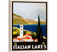 Impression d'art sur toile, poster vintage, Italian Lakes (lacs d'Italie) - Taille 70x100 cm