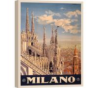 Impression d'art sur toile, poster vintage, Milan - Taille 40x60 cm