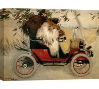 Impression d'art sur toile - Ramon Casas, Ramon Casas and Pere Romeu in an Automobile - 60x40 cm