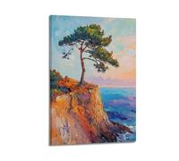 Impression d'art sur toile représentant une falaise côtière, coucher de soleil et paysage marin, 1 poster de peinture décorative sur toile, affiches murales et image d'art moderne pour chambre à