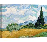 Impression d'art sur toile - Vincent van Gogh, Champ de blé avec cyprès- 60x40 cm