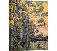 Impression d'art sur toile - Vincent van Gogh, les pins au coucher du soleil - Taille 50x70 cm