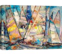 Impression d'art sur toile, Voiliers - Luigi Florio, Voile dans le vent - 70x50 cm