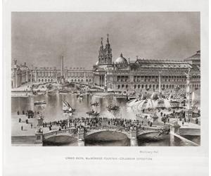 Impression d'artiste de l'exposition colombienne mondiale à Chicago en 1893. La foire a célébré le 400e anniversaire de l'arrivée de Christophe Colomb dans le Nouveau Monde. Extrait du livre The