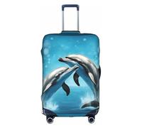 Impression dauphins amoureux - Protection contre les rayures - Ne contient pas de housse de valise - Empêche les bagages de se mélanger, blanc, M