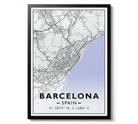 Impression de Barcelone, affiche de carte de la ville, art mural de voyage moderne, idée cadeau de décoration d'intérieur, décoration d'intérieur, archivage mat, A1 (encadré) - 84,1 x 59,4 cm