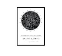 Impression de Carte du ciel personnalisée, sans cadre/cadre en alliage - Poster mural pour occasions spéciales - Cadeau romantique idéal pour anniversaire, des fiançailles, nouveau-né ou un mariage.