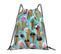 Impression De Cornets De Glace Homme Femme Sac À Dos À Cordon Grand Sac À Cordon Résistant Gym Sack Pour Gymnastique Natation Voyage