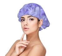 Impression de fleurs violettes de couleur lavande,Bonnet de nuit en satin pour adulte - Bonnet de nuit élastique pour femme, couvre-cheveux de nuit