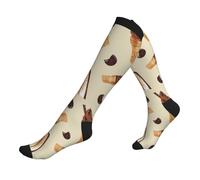 Impression De Glace Au Gâteau Au Chocolat Chaussettes De Compression 50Cm Course Chaussettes De Voyage Cyclisme Calze A Compressione Pour Maternit Infirmiers Travail Entraînement