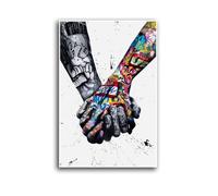 Impression de graffiti de rue - Impression de graffiti geste - Mains d'amour - Décoration d'intérieur moderne pour maison, bureau, salon, chambre à coucher, salle à manger, ferme