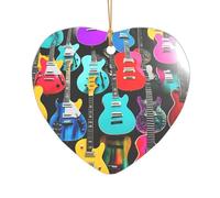 Impression de guitares colorées - Cadeau de mariage personnalisé - Décoration de Noël en acrylique pour jeunes mariés et couples
