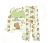 Impression de Loungewear en Dessin animé de garçon et Fille Capybara, Adorable Pyjama à Manches Longues de Capybara avec Pantalon,Style 5,130cm