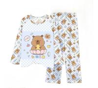 Impression de Loungewear en Dessin animé de garçon et Fille Capybara, Adorable Pyjama à Manches Longues de Capybara avec Pantalon,Style 7,130cm