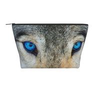 Impression de Loup aux Yeux Bleus, Trousse de Toilette Trousse de Maquillage Sac à cosmétiques Trousse de Toilette de Voyage Portable