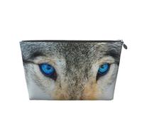 Impression de Loup aux Yeux Bleus, Trousse de Toilette Trousse de Maquillage Sac à cosmétiques Trousse de Toilette de Voyage Portable