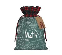 Impression de mots de leçon de mathématiques 12 x 17 cm Sac de Noël avec cordon de serrage, pour Noël, anniversaires, peut contenir des cadeaux