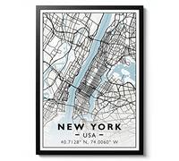 Impression de New York, affiche de carte de la ville, art mural de voyage moderne, idée cadeau de décoration d'intérieur, décoration d'intérieur, archivage mat, A2 (encadré) - 59,4 x 42 cm