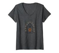Impression de Patte de Chien « A House is Not Home Without A Dog » T-Shirt avec Col en V, Femme, Chiné Foncé, S