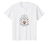 Impression de Patte de Chien « A House is Not Home Without A Dog » T-Shirt, Enfant, Blanc, 2 Ans