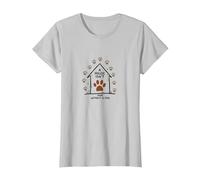 Impression de Patte de Chien « A House is Not Home Without A Dog » T-Shirt, Femme, Argent, 3XL