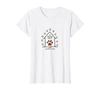 Impression de Patte de Chien « A House is Not Home Without A Dog » T-Shirt, Femme, Blanc, 3XL