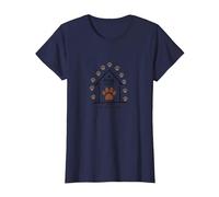 Impression de Patte de Chien « A House is Not Home Without A Dog » T-Shirt, Femme, Bleu Marine, S