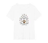 Impression de Patte de Chien « A House is Not Home Without A Dog » T-Shirt, Femme Grandes Tailles, Blanc, 5X