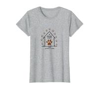 Impression de Patte de Chien « A House is Not Home Without A Dog » T-Shirt, Femme, Gris Chiné, S