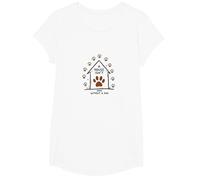 Impression de Patte de Chien « A House is Not Home Without A Dog » T-Shirt, Fille, Blanc, S