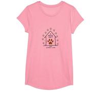 Impression de Patte de Chien « A House is Not Home Without A Dog » T-Shirt, Fille, Rose, S