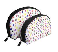 Impression de Patte de Chien colorée, Trousse de Maquillage Coquille Femme Petit Porte-Monnaie Trousse de Toilette Trousse à cosmétiques 2 pièces