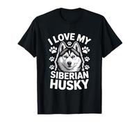 Impression de Pattes I Love My Siberian Husky T-Shirt