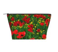 Impression de Paysage de Prairie de Ferme de Champ de Coquelicot Rouge, Trousse de Toilette Trousse de Maquillage Sac à cosmétiques Trousse de Toilette de Voyage Portable