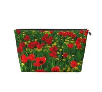 Impression de Paysage de Prairie de Ferme de Champ de Coquelicot Rouge, Trousse de Toilette Trousse de Maquillage Sac à cosmétiques Trousse de Toilette de Voyage Portable