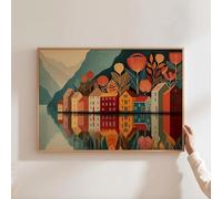 Impression de paysage de village, affiche d'art mural esthétique, décoration nordique moderne pour salon, décoration d'intérieur, cadre 30 x 40 cm
