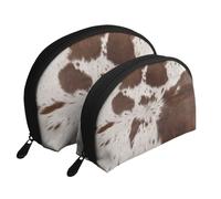 Impression de Peau de Vache, Trousse de Maquillage Coquille Femme Petit Porte-Monnaie Trousse de Toilette Trousse à cosmétiques 2 pièces