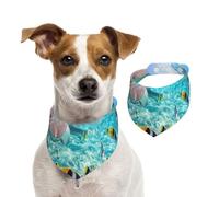 Impression de Poissons colorés,Bandanas pour Chien, écharpe en Coton, Bavoirs réglables pour Animaux de Compagnie,L
