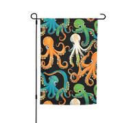 Impression de poulpe colorée, polyvalente et élégante, drapeau de jardin pour toutes les saisons, décoration de patio en plein air, porches et jardins