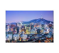 Impression de Tableau Panoramique sur toile,corée du sud séoul,Paysage Urbain Tableaux,Tableau de Paysage d'art de mur de toile pour le décor de Bureau 80x120cm(32x48in) Sans Cadre