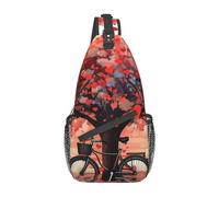 Impression De Vélo en Forme De Cœur Homme Femme Sacs À Dos Porté Travers Bandoulière Réglable Crossbody Bag avec Poches Multiples Sacs D'Epaule pour Excursion Sport Usage Quotidien Business