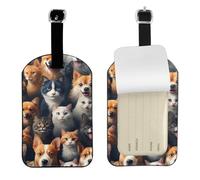 Impression de visages de chat et de chien 10,9 x 7,9 cm, étiquettes mignonnes élégantes, valises, accessoires de voyage élégants